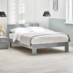 Julian Bowen Manhattan Bed, Double, High Gloss, Grey - W141 x D207cm