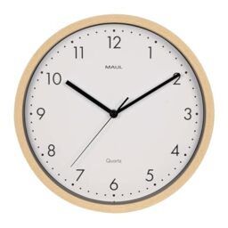 MAUL MAULgrain Wall Clock 30 cm Round with Quartz Movement without Ticking Noises Plastic Frame in Wood Look