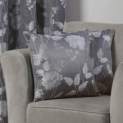 Emma Barclay Butterfly Meadow - Jacquard Cushion Cover in Silver - 17x17 (43x43cm)