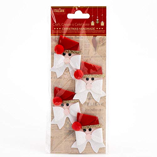 Italian Options Santa Face Handmade Christmas Craft Decoration Self Adhesive 3.5cm x 6cm (4 pcs)