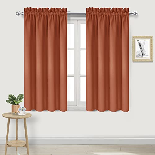 DWCN Window Curtain Blackout Thermal Insulated, Energy Saving & Noise Reducing Bedroom and Living Room Curtains, Burnt Ochre, W 42x L 54 Inch, Set of 2 Rod Pocket Curtain Panels