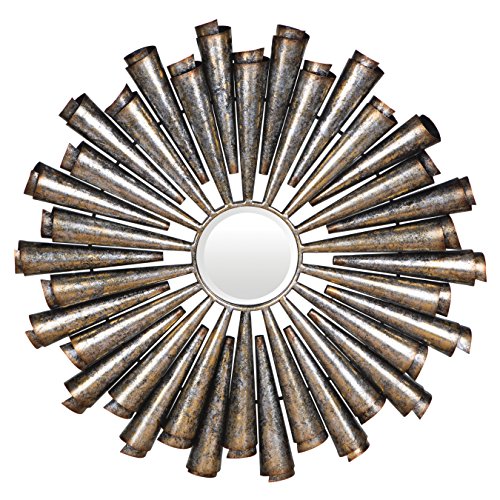 Premier Housewares Tribeca Round Wall Mirror, Silver/Distressed Finish