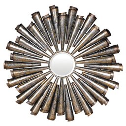 Premier Housewares Tribeca Round Wall Mirror, Silver/Distressed Finish