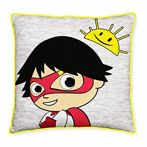 Ryans World Youtuber Official Square Cushion Pillow - Officially Licensed Super Soft Two Sided Cushion Pillow - Perfect for Any Children’s Room Or Bedroom, Grey, 40 x 40cm, RYWGRPCU001UK