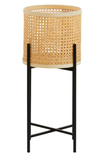 Premier Housewares Large Planter Natural Rattan with Black Sleek Metal Base for Organic Elegance Natural Living Warmth And Texture Bringing A Touch Of Nature Indoors 29x64x29