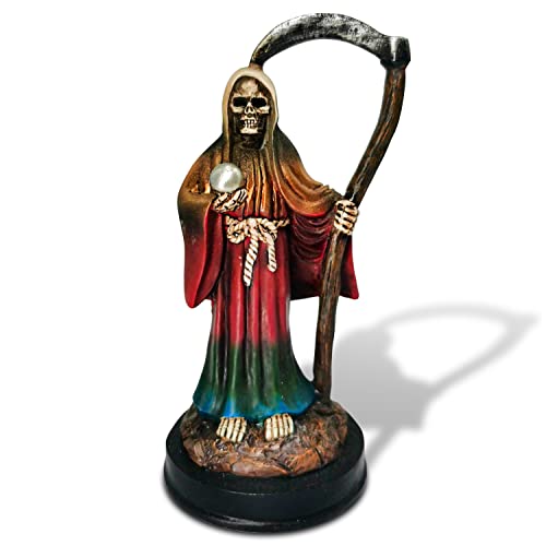 Redwix Santa Muerte Statue 5 inch, Grim Reaper Statue in Rainbow Robe, Reaper Figurine of Holy Death