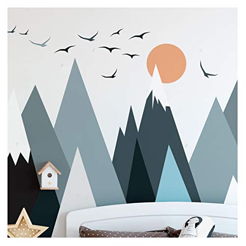 Ambiance Stickers Scandinavian Parka Mountains Wall Decals, DIY Home Decor, Peel and Stick Removable Stickers, Waterproof and Self Adhesive Wall Art - H60 x L115 CM