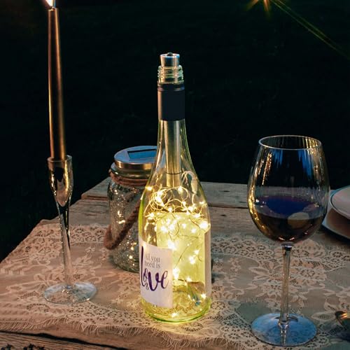 Hellum LED Metal Corks, Timer and Battery, Decoration for Wine Bottles, Perfect as a Gift for Birthday, Wedding, Party, Fairy Lights for DIY and upcycling, Warm White 522822