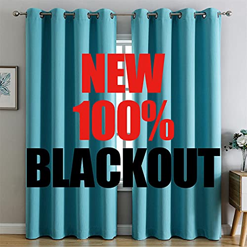 G2000 100% Blackout Curtains for Bedroom Living Room 84 Inches Long Turquoise Room Darkening Window Grommet Thermal Lined Insulated Light Blocking Noise Reducing 2 Panels