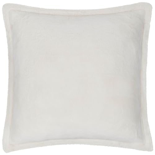 furn. Kallu Faux Fur Polyester Filled Cushion – Soft Fluffy Decorative Cushion with Oxford Edge (Ecru - 45x45cm)
