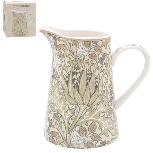 The Leonardo Collection William Morris Artichoke Kitchen Use Jug - Printed Artwork, Suitable for Gravy, Juice & Water, Vase Alternative, Functional Serving, Everyday Table Display