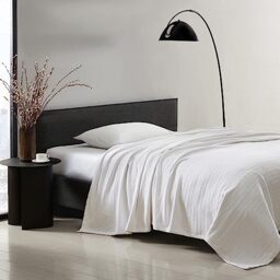 Vera Wang Blanket Designer Cotton Bedding, Medium Weight Home Decor for All Seasons, King, All Over Rib White