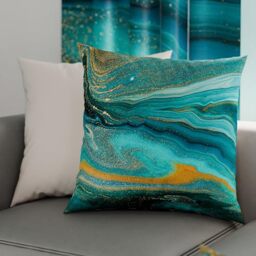 PETTI Artigiani Italiani - Pair of Pillow Cases 65 x 65 cm in Microfibre, Cushions for Bedroom Furniture, Sofa, Living Room, Set of 2 Cushion Covers, Blue Marble Pillowcase, 100% Made in Italy