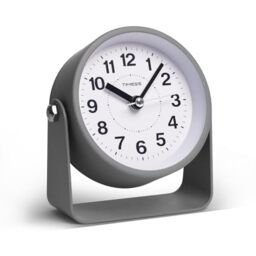 Analog Alarm Clock, Silent Non-Ticking Quartz Movement, Battery-Operated with Snooze & On-Demand Light, Easy to Set Gentle Wake Bedside Desk Clock, Ideal for Home, Travel, Office (Gray)