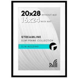 Americanflat 20x28 Picture Frame in Black - Use as 16x24 Picture Frame with Mat or 20x28 Frame Without Mat - Thin Border Photo Frame with Plexiglass Cover - Vertical or Horizontal Wall Display