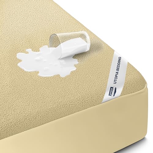 Waterproof Mattress Protector, Premium Terry Mattress Protector, All Around Elastic, Queen USA Mattress Cover by Utopia Bedding