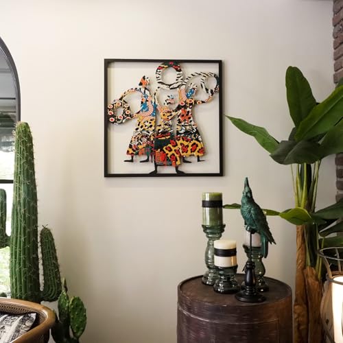 Hanah Home Stylish Decorative Metal Wall Accessory, 70 x 70 cm, 100% Steel (1.5 mm), Vibrant Black, Red, Mustard, Green & Blue, Perfect for Modern Decor