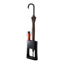 YAMAZAKI OVAL Umbrella Stand, ABS - 4 full-size & folding umbrellas, compact entryway with drip tray, stylish and practical - 7,6 x 20,8 x 28 cm, japanese design, black