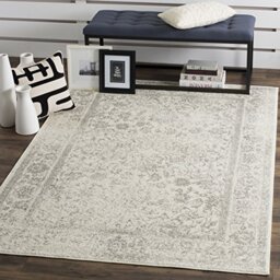 Safavieh Distressed Vintage Indoor Woven Rectangle Area Rug, Adirondack Collection, ADR109, in Ivory / Silver, 155 X 229 cm for Living Room, Bedroom or Any Indoor Space