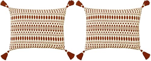 furn. The Linen Yard Ganado Cushion Cover, Cotton, Pecan (Pack of 2)