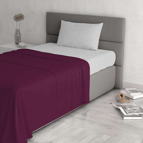 Trend Chic Bed Set 100% Cotton Made in Italy, Single, Plum