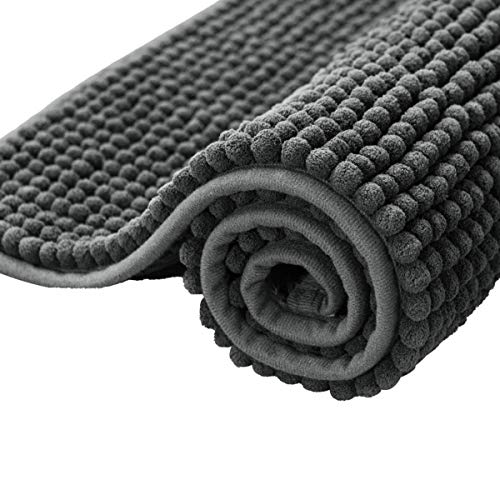 subrtex Non-Slip Bath Mat Extra Soft and Water Absorbent Chenille Bath Rug Perfect Plush Carpet Mats for Tub, Shower (40×60cm, Grey)