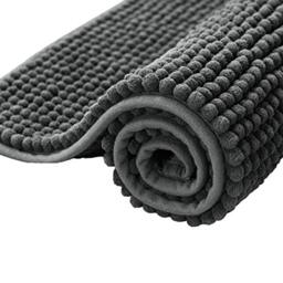 subrtex Non-Slip Bath Mat Extra Soft and Water Absorbent Chenille Bath Rug Perfect Plush Carpet Mats for Tub, Shower (40×60cm, Grey)