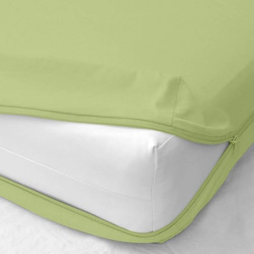 Zipper Fitted Sheet - Queen Size, 8 Inch Deep Pocket, Hotel Quality Brushed Microfiber Bottom Sheet, Soft Wrinkle-Free, Shrinkage and Fade Resistant, 1 Fitted Sheet Only (Sage)