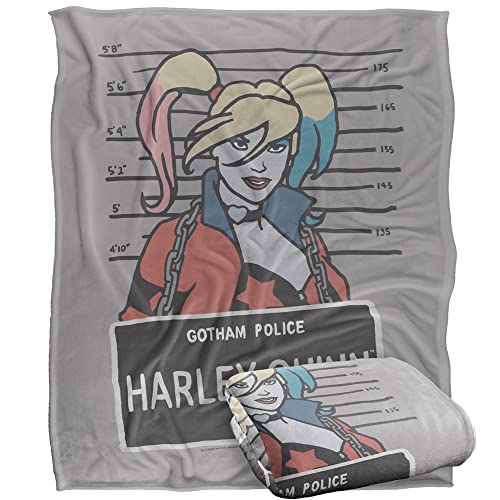 BATMAN Blanket, 152 x 127 cm The Harley Quinn Mugshot Silky Touch Super Soft Throw Blanket