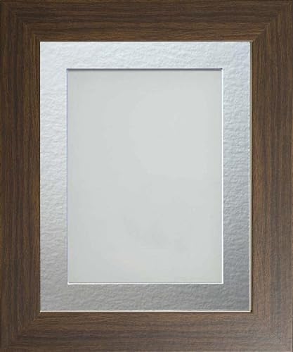 Frame Company Watson Brown Picture Photo Frame fitted with Perspex, 8x6 inch with Silver Mount for image size 5x3 inch