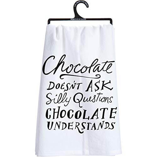 "Primitives by Kathy Dish Towel, Cotton, Chocolate Doesn't Ask, 28"" x 28"""