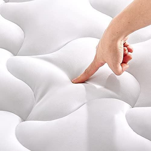 SLEEP ZONE Twin XL Mattress Cushion College Bedding Cooling Topper for Dormitory, Padded Suitable Cover Washable, Soft Downy Alternative Mattress Protector, Deep Pocket 20~53cm(White,Twin XL