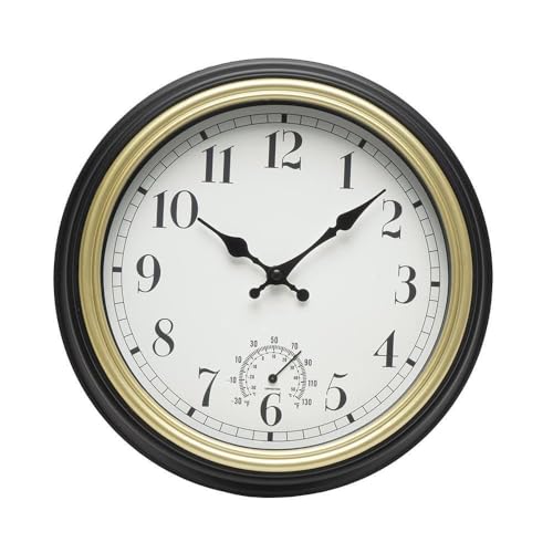 Levitantes Black and Gold Wall Clock, 30 cm, Continuous Movement, Ideal for Decorating and Telling The time in Any Environment, Image