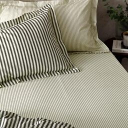 Yard Hebden Narrow Stripe Fitted Sheet (Black, Double)