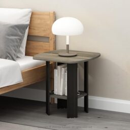 Furinno TIDUR Night Stand, Open Shelf Design Nightstand with Storage Shelf, Round Corner Bedside Table, End Table, Side Table, for Bedroom, Living Room, French Oak