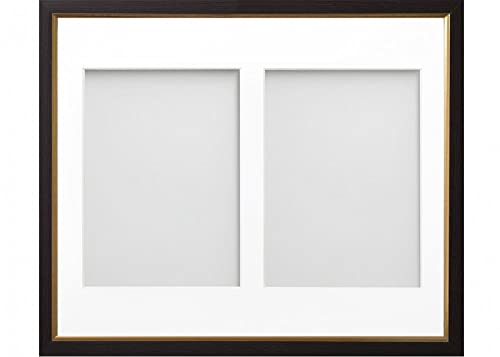 Frame Company Drayton Multi Aperture Photo Frame, Black with Gold Inset, 12x10 for 7x5 inch (x2)