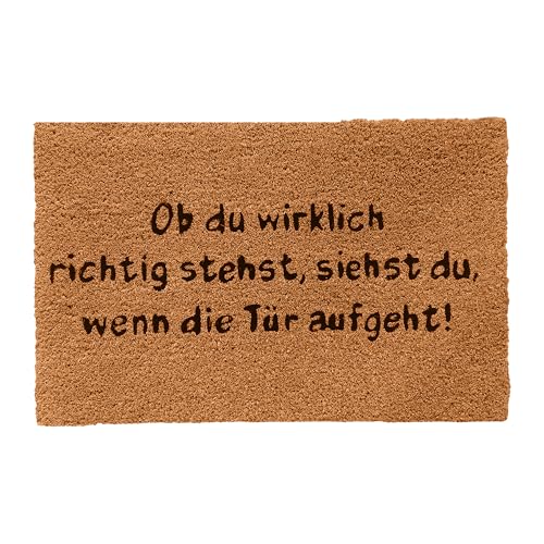 Relaxdays Coconut Mat with Slogan, Non-Slip Indoor & Outdoor Shoe Mat, 60 x 40 cm, Natural/Black