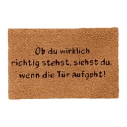 Relaxdays Coconut Mat with Slogan, Non-Slip Indoor & Outdoor Shoe Mat, 60 x 40 cm, Natural/Black