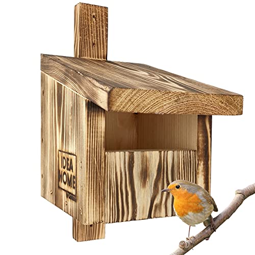 LEVIATAN Turdus Bird Nesting Box Robin Red Tail - Solid Wood Screwed - Ready-to-Use, No Assembly Required - Nesting Box for Birds - Half Cave for Garden Redtail - Bird House Weatherproof