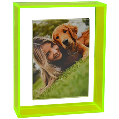 8x10 Picture Frame, Acrylic Floating Picture Frame with Magnet Colorful Decorative Wall Mount Tabletop Photo Frame for Gallery Office Living Room, Neon Green