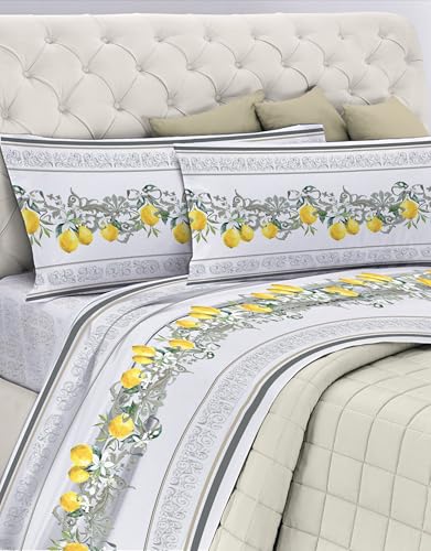 GEMITEX Cotton Bed Set, 100% Breathable Cotton Free of Harmful Substances, Certified Quality Standard 100 by OEKO-TEX Confidence in Textile, Double Bed, G23/Grey, Designed in Italy
