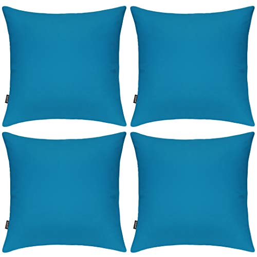 "Coddsmz 4 Pack Decorative 100% Cotton Pillow Covers Square Cushion Cover Solid DIY Throw Pillowcase for Home Bed Sofa Halloween Christmas,Blue,4 Pack-18"" x 18""/45x45cm"