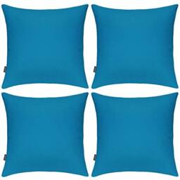 "Coddsmz 4 Pack Decorative 100% Cotton Pillow Covers Square Cushion Cover Solid DIY Throw Pillowcase for Home Bed Sofa Halloween Christmas,Blue,4 Pack-18"" x 18""/45x45cm"