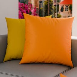 PETTI Artigiani Italiani - Pair of Pillow Cases 70 x 40 cm in Microfibre, Pillows for Bedroom Furniture, Sofa, Set of 2 Cushion Covers, Reversible Pillowcase Orange Yellow