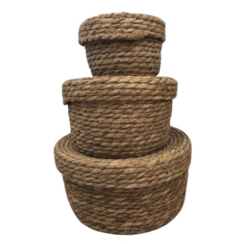 Arti Casa Baskets with Lid 3 Pieces - Multifunctional Storage Box - Baskets in 3 Sizes S, M, and L - Max. Diameter 25cm - Stylish Home Decoration - for Various Spaces