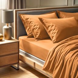 Premium Ranforce Double XL Fitted Sheet (140 x 200 + 30 cm), 100% Cotton, 155 Thread Count, Machine Washable at 30°C, Vibrant Orange Colour for Cosy Bedrooms