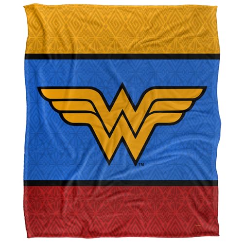 Wonder Woman Tri-Color Silky Touch Super Soft Throw Blanket 152 X 127 cm, White