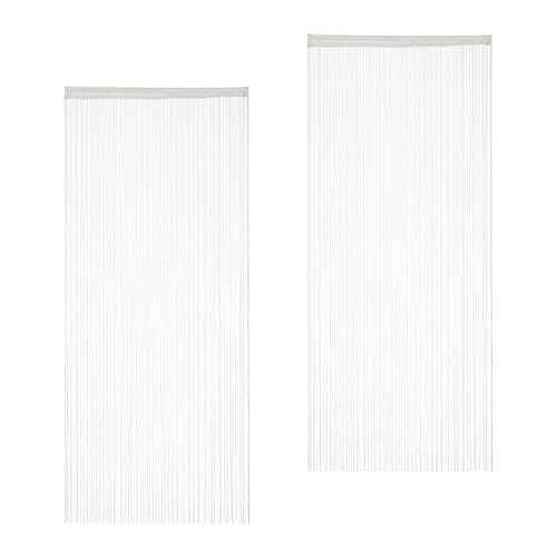Relaxdays String, Set of 2, Shortenable, with Rod Tunnel, 90 x 245 cm, Door Curtain, Room Divider, White, Polyester