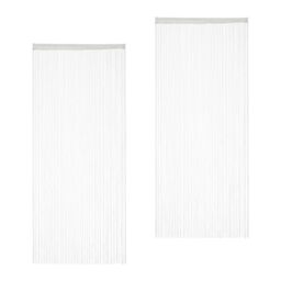 Relaxdays String, Set of 2, Shortenable, with Rod Tunnel, 90 x 245 cm, Door Curtain, Room Divider, White, Polyester