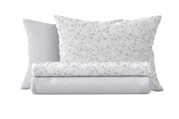 Homemania Mandy Bedding-Single-with Fitted, Sheet, Pillowcase, White, Purple Cotton, 150 x 280 cm